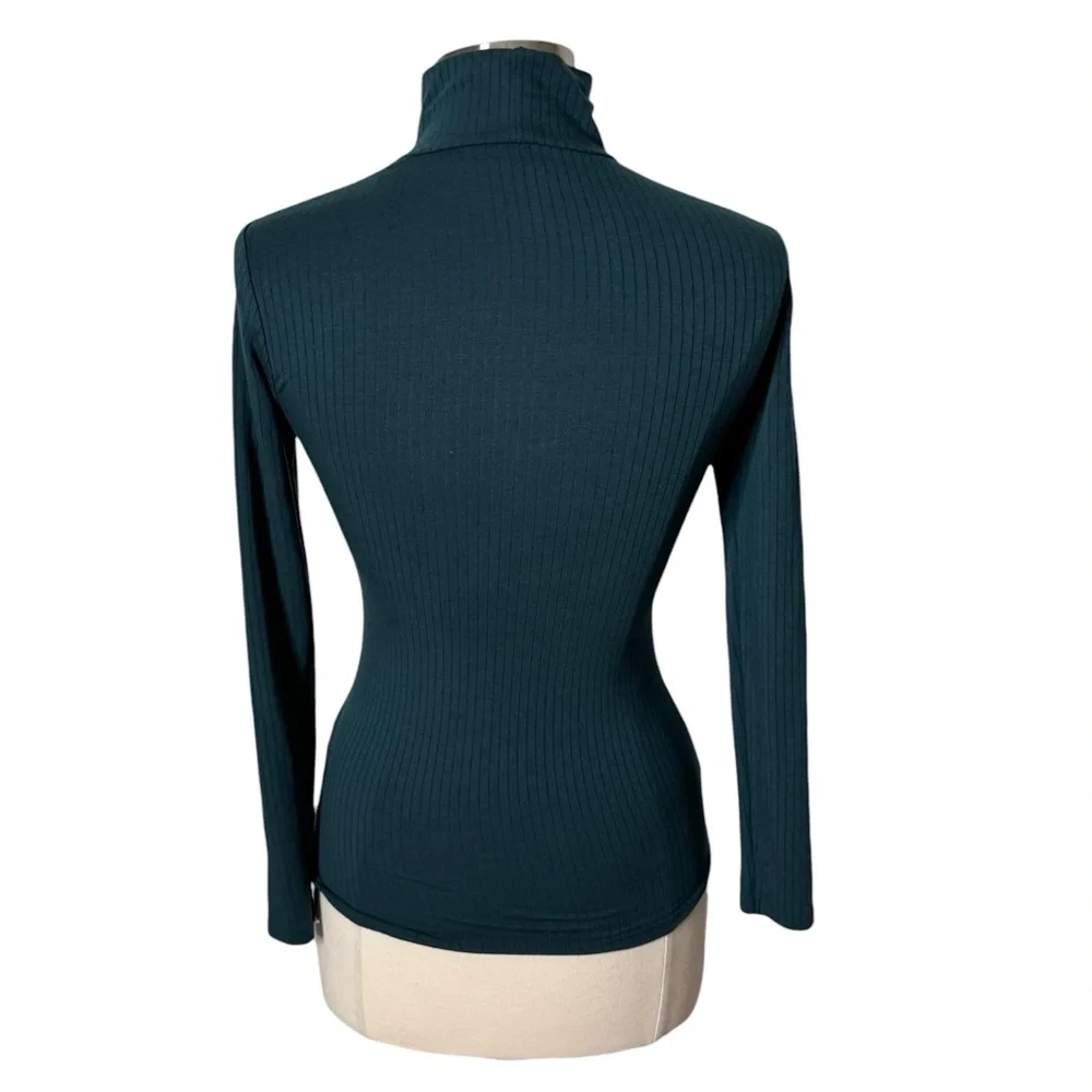 Uniqlo Heattech Extra Warm Ribbed Turtleneck T-shirt Teal Womens‎ Size Small